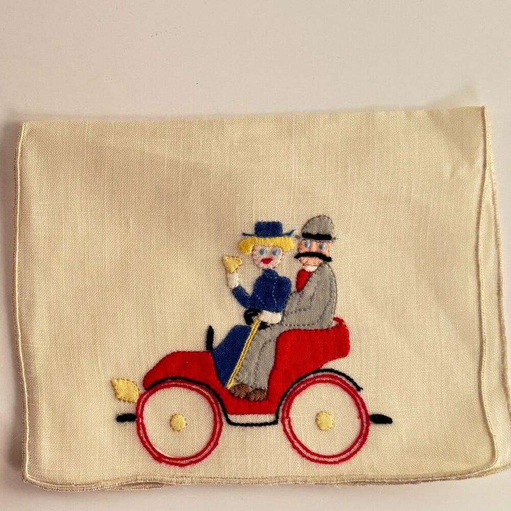 Vintage Mid Century Modern Embroidered Cloth Napkins